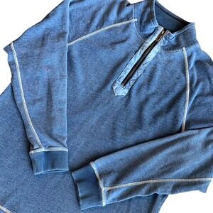Tommy‎ Bahama Indigo Springs Half Zip Pullover Men's Small Blue Denim Trim
